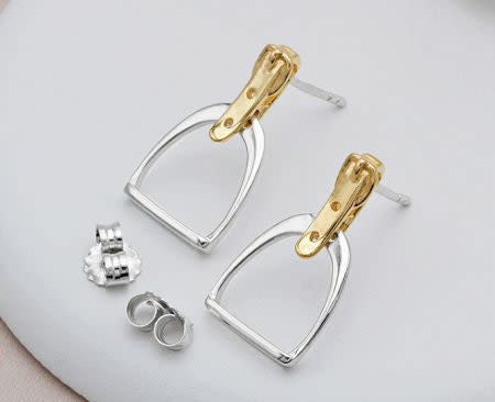 AWST Two-Tone English Stirrup Earrings