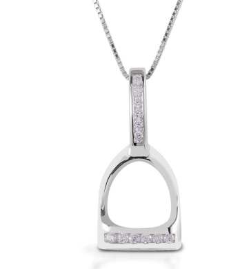AWST Sterling Silver & CZ Stirrup Necklace