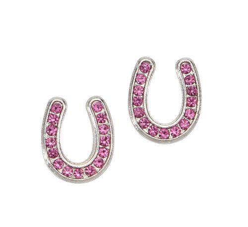 AWST Horseshoes Earrings w/Colorful Cowboy Hat Box - Pink