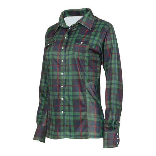 Dapplebay Women's Western Top - Green Holiday Plaid