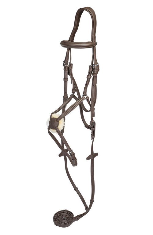 OVERSTOCK: Henri de Rivel Kushy Plain Raised Figure Eight Noseband Bridle - Cob - Havana