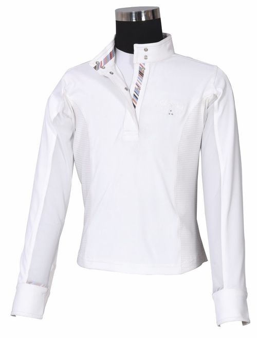 OVERSTOCK: Equine Couture Kids' Cara Long Sleeve Show Shirt - Large - White