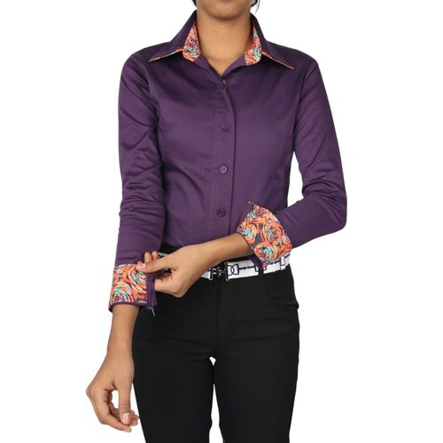 OVERSTOCK: TuffRider Kids' Adey Girls Double Collar Shirt - Medium - Plum