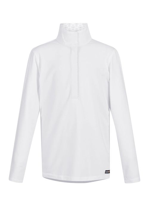 SALE RACK: Kerrits Kids' Encore Long Sleeve Show Shirt - X Small - White/Bit Of Luck