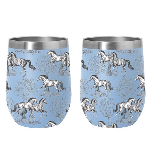 AWST Lila 12 oz Stainless Steel Wine Tumbler - Blue Toile