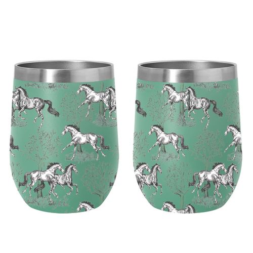 AWST Lila 12 oz Stainless Steel Wine Tumbler - Green Toile