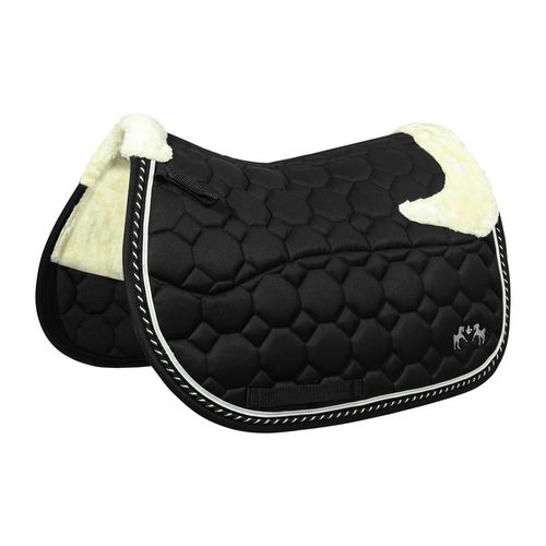Equine Couture Luxe Saddle Pad w/Sherpa Fleece - Black/White