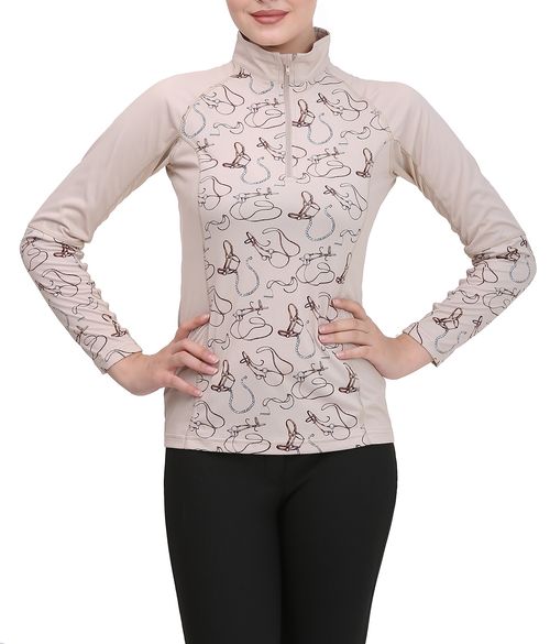 Equine Couture Women's Equestrian Gear Sport Shirt - Beige