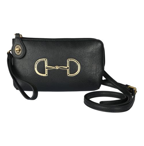AWST Lila Vintage Snaffle Bit Clutch Crossbody Bag - Black