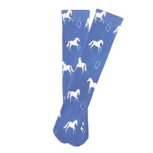 AWST Kids' Lila Horse Socks - Blue Horses and Horseshoes