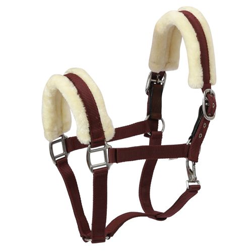 Henri de Rivel Sherpa Fleece Halter w/Leather Breakaway - Brown