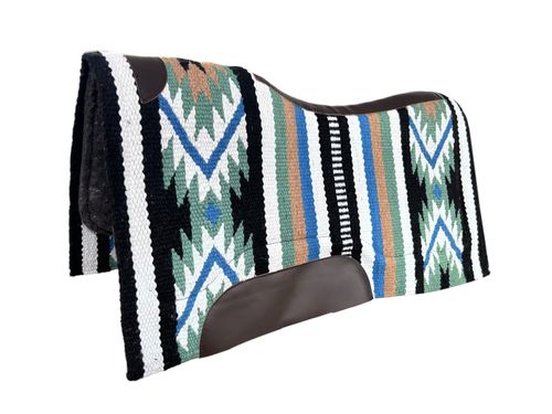 TuffRider Single Weave Wool Blend Blues & Greens Western Saddle Pad - Pattern 014