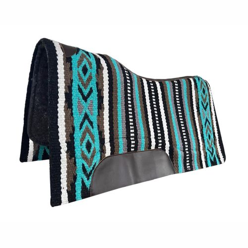 TuffRider Single Weave Wool Blend Blues & Greens Western Saddle Pad - Pattern 018