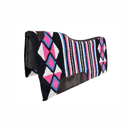 TuffRider Single Weave Wool Blend Pinks Purples & Reds Western Saddle Pad - Pattern 034